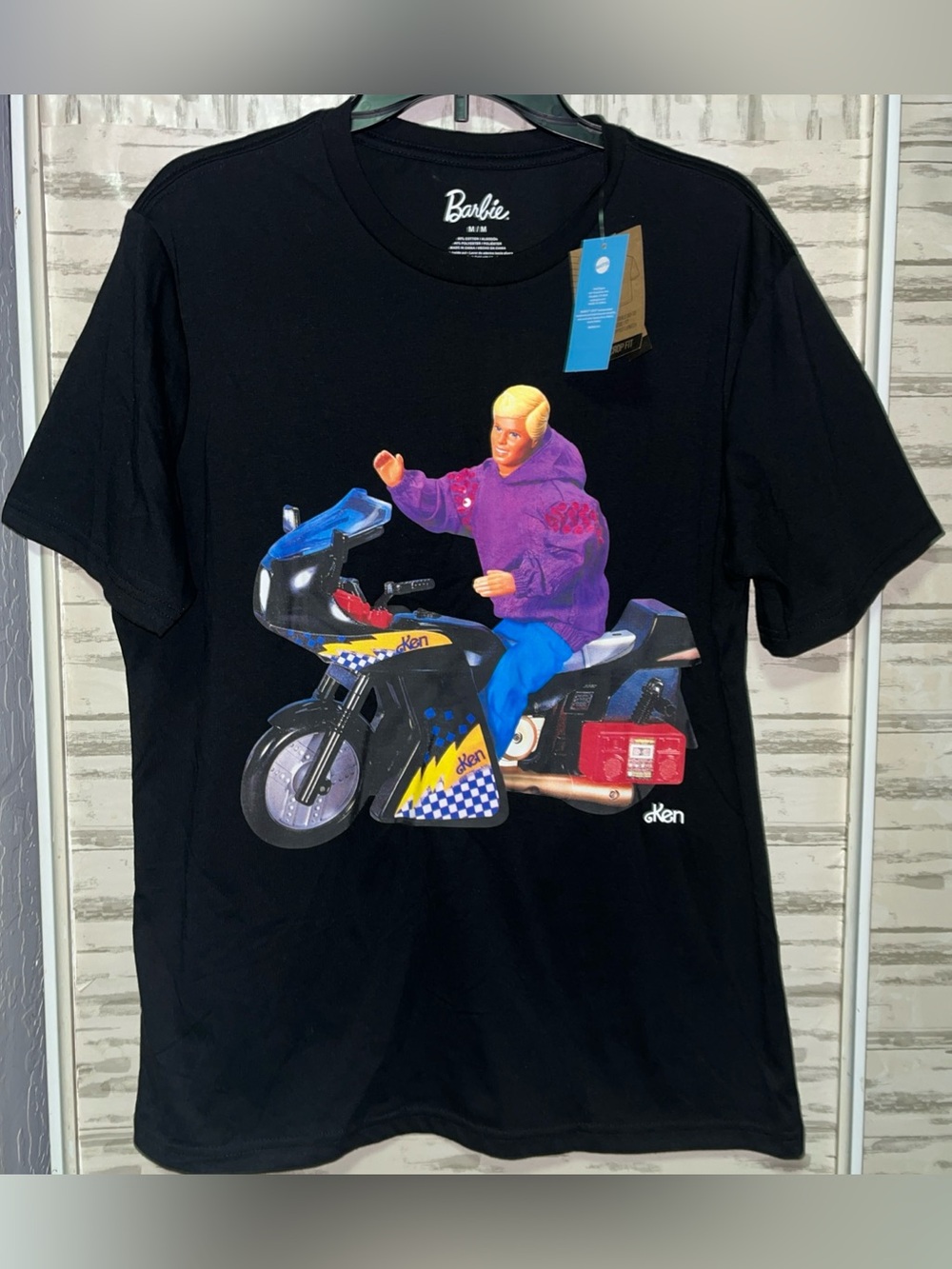 Barbie Ken Doll Motorcycle Retro Men's / Unisex Graphic T-Shirt Medium Black NWT